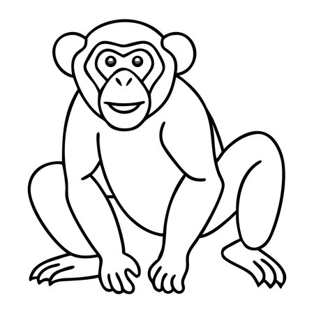 Chimpanzee monkey. Vector illustration of a chimpanzee.のイラスト素材