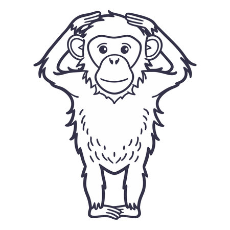 Chimpanzee monkey. Vector illustration of a chimpanzee.のイラスト素材