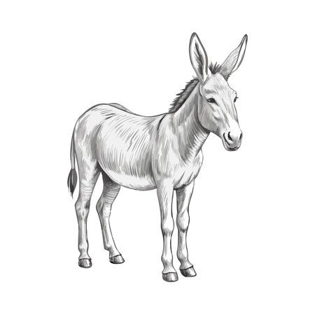 Donkey isolated on a white background. Vector illustrationのイラスト素材
