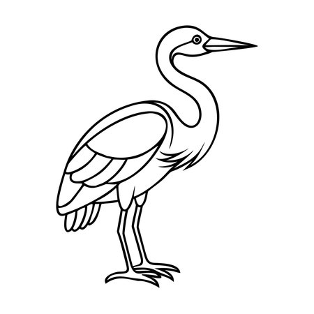 Vector image of a heron on a white background. Side view.のイラスト素材