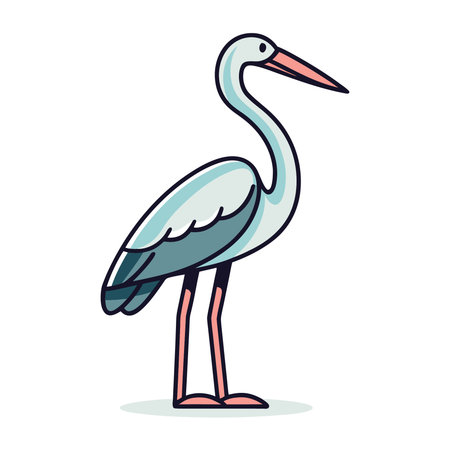 Vector image of a heron on a white background. Side view.のイラスト素材