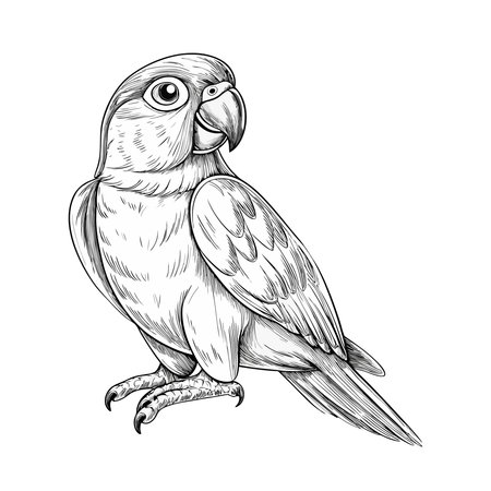 Cute parrot. Vector illustration. Isolated on white background.のイラスト素材