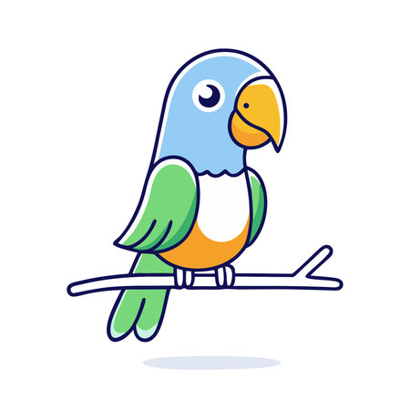 Cute parrot. Vector illustration. Isolated on white background.のイラスト素材