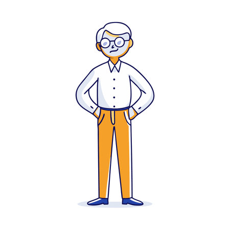Elderly man in casual clothes. Vector illustration in flat styleのイラスト素材