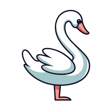Swan with wings. Vector illustration of a swan on a white background.のイラスト素材
