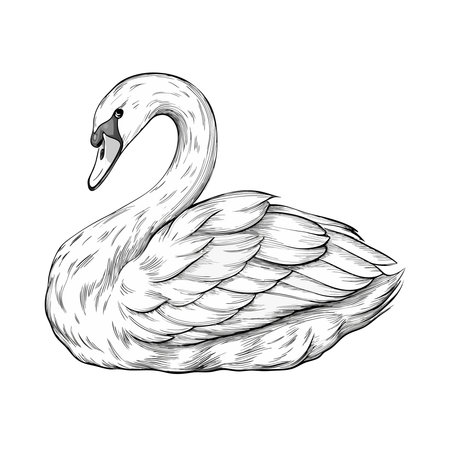 Swan with wings. Vector illustration of a swan on a white background.のイラスト素材