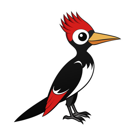 Great spotted woodpecker, Dendrocopos major, vector illustrationのイラスト素材