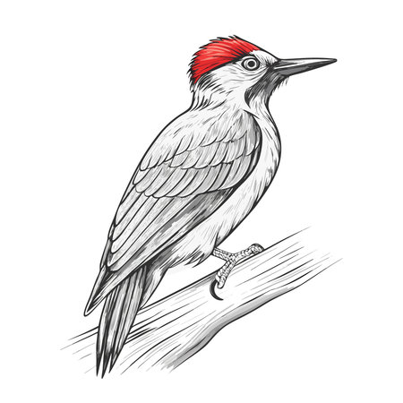 Great spotted woodpecker, Dendrocopos major, vector illustrationのイラスト素材