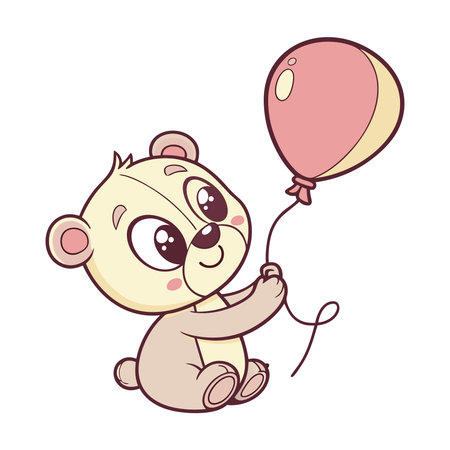 cute little bear with balloon helium vector illustration designicon vector illustration designのイラスト素材