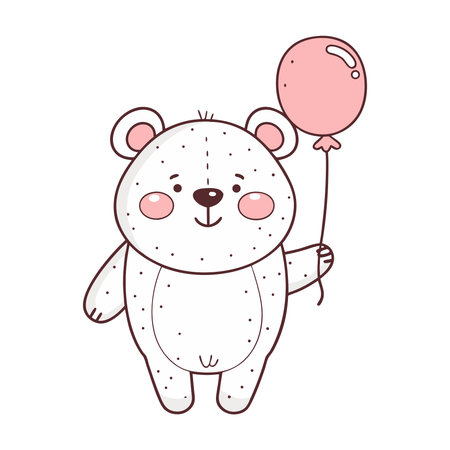 cute little bear with balloon helium vector illustration designicon vector illustration designのイラスト素材