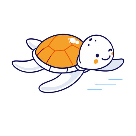 Vector illustration of a cute cartoon sea turtle isolated on white background.のイラスト素材