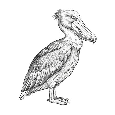 Pelican vector sketch isolated on white background. Hand drawn pelican illustration.のイラスト素材
