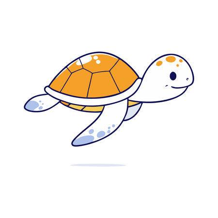 Cute cartoon turtle on white background. Vector illustration in flat style.