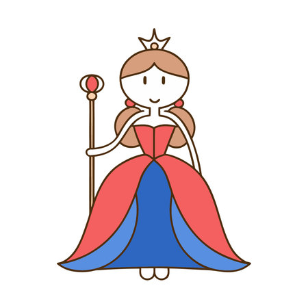 Princess with magic wand flat icon. Isolated vector illustration.のイラスト素材