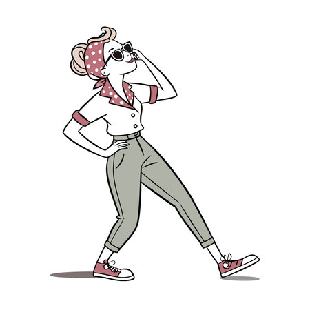 Fashion girl in sunglasses. Vector illustration of a fashion girl.のイラスト素材