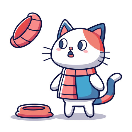 cute cartoon cat isolated on a white background. vector illustration.のイラスト素材