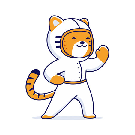 Illustration of a tiger in a sports uniform on a white backgroundのイラスト素材