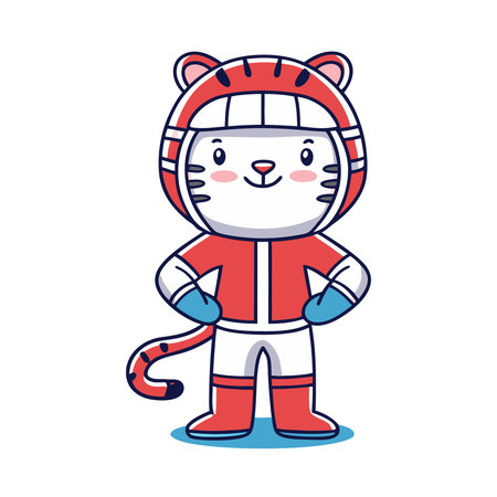 Illustration of a tiger in a sports uniform on a white backgroundのイラスト素材