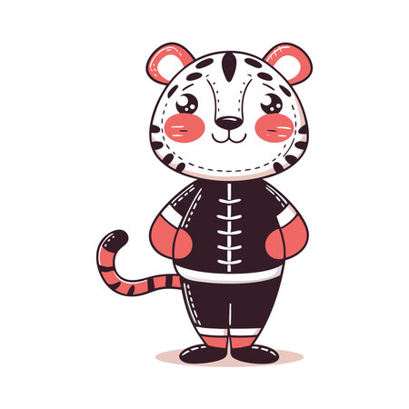 Illustration of a tiger in a sports uniform on a white backgroundのイラスト素材