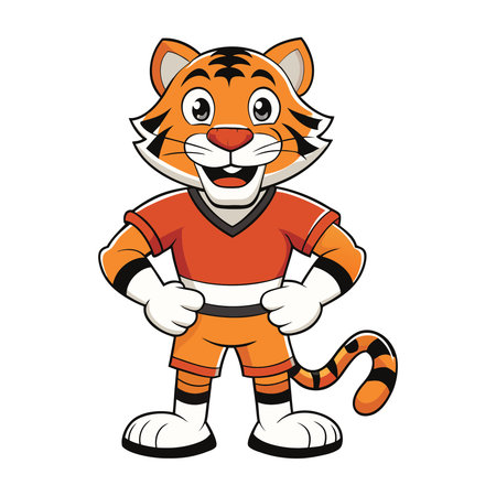 Illustration of a tiger in a sports uniform on a white backgroundのイラスト素材
