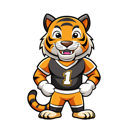 Illustration of a tiger in a sports uniform on a white backgroundのイラスト素材