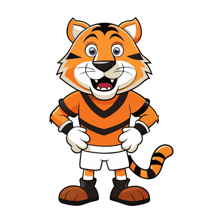 Illustration of a tiger in a sports uniform on a white backgroundのイラスト素材