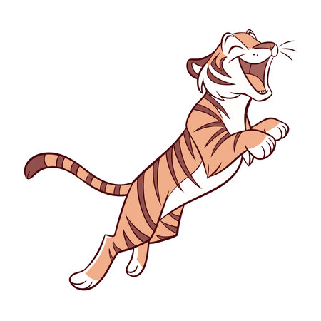 Vector illustration of a tiger running isolated on white background. Cartoon style.のイラスト素材