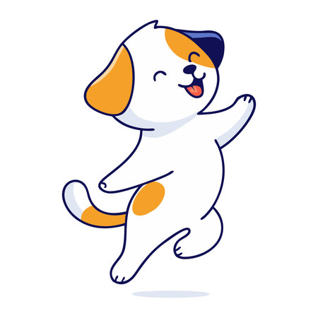 Cute cartoon dog jumping. Vector illustration in a flat style.のイラスト素材