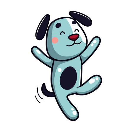 Cute cartoon dog jumping. Vector illustration in a flat style.のイラスト素材