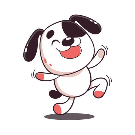 Cute cartoon dog jumping. Vector illustration in a flat style.のイラスト素材