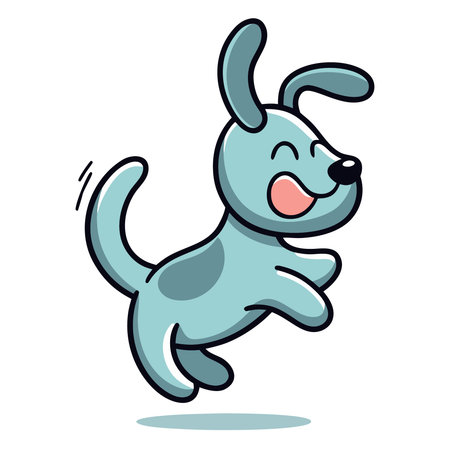 Cute cartoon dog jumping. Vector illustration in a flat style.のイラスト素材