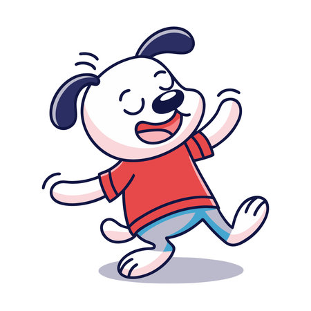 Cute cartoon dog jumping. Vector illustration in a flat style.のイラスト素材
