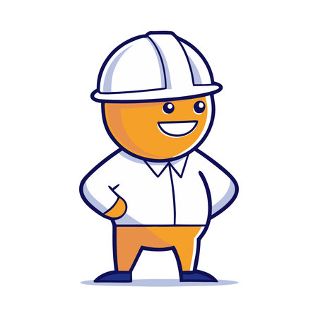 Worker in uniform and hard hat. Vector illustration in cartoon styleのイラスト素材