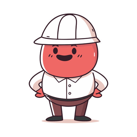 Worker in uniform and hard hat. Vector illustration in cartoon styleのイラスト素材