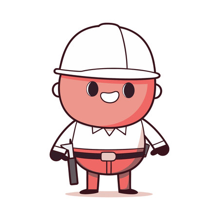 Worker in uniform and hard hat. Vector illustration in cartoon styleのイラスト素材
