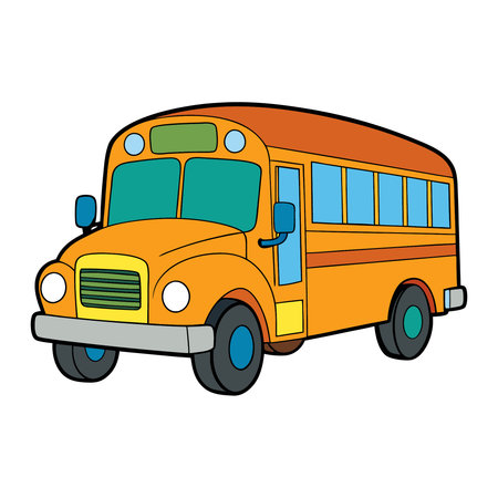 School bus cartoon icon. Flat illustration of school bus vector icon for web