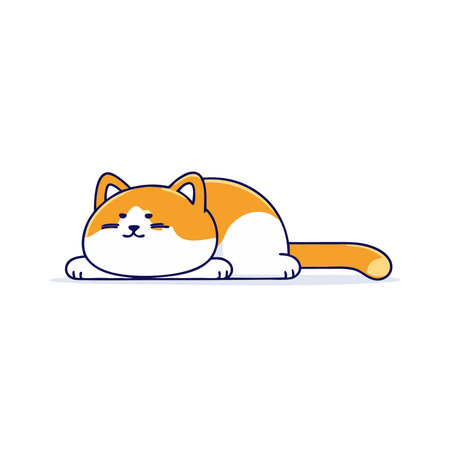 Cute cat lying on the floor. Vector illustration in flat style.のイラスト素材
