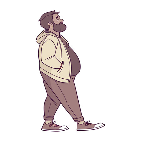 Fat man with a beard. Vector illustration on a white background.のイラスト素材