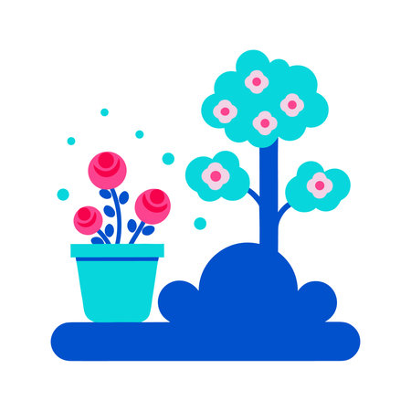 Flower in pot icon. Flat color design. Vector illustration.のイラスト素材