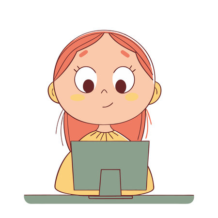 woman working with computer over table and white background. colorful design. vector illustrationのイラスト素材