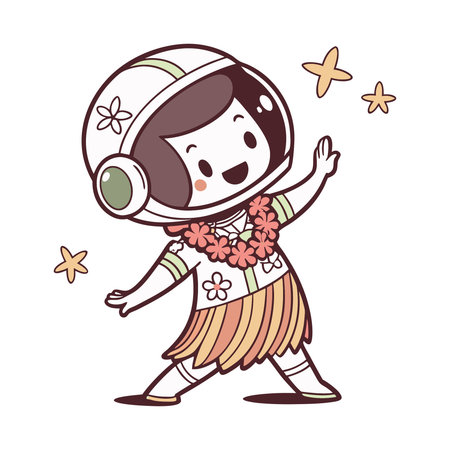 Cute cartoon astronaut character. Vector illustration isolated on white background.のイラスト素材