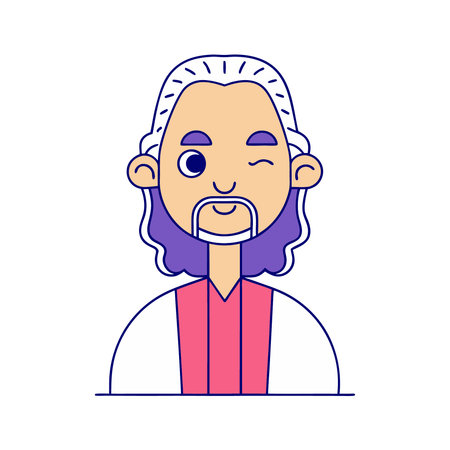 Hipster man face with beard and mustache. Vector illustration.のイラスト素材