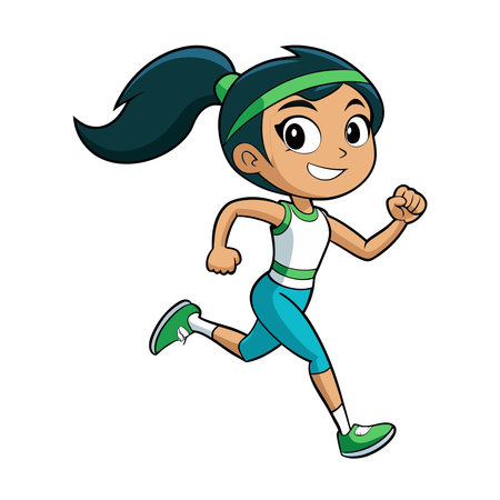 cute little girl running character vector illustration designicon vector illustration designのイラスト素材