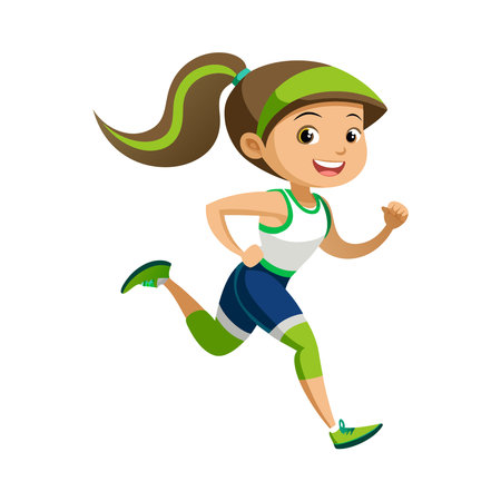 cute little girl running character vector illustration designicon vector illustration designのイラスト素材