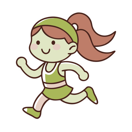 cute little girl running character vector illustration designicon vector illustration designのイラスト素材