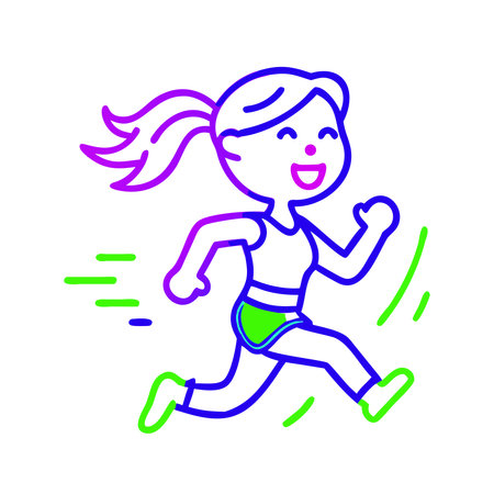 cute little girl running character vector illustration designicon vector illustration designのイラスト素材