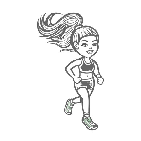 cute little girl running character vector illustration designicon vector illustration designのイラスト素材