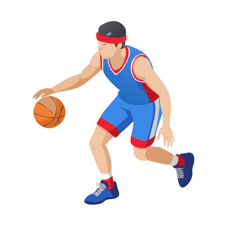 a man playing basketball vector Illustration isolated on a white background.のイラスト素材