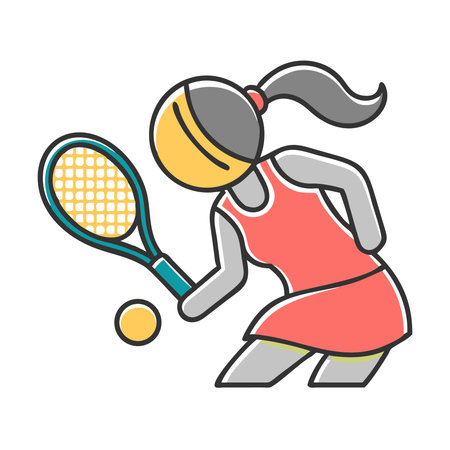 Girl playing tennis. Vector illustration in cartoon style on white background.のイラスト素材