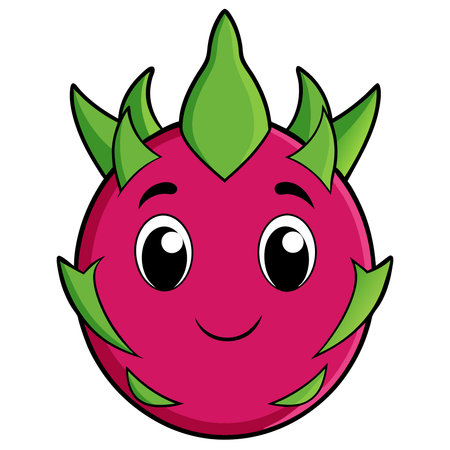 dragon fruit cartoon character on white background vector illustration eps 10.のイラスト素材
